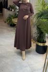 ESME MERSERİZE 3572 ELBİSE  Acı Kahve