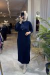 ESME MERSERİZE 3572 ELBİSE  Lacivert
