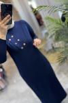 ESME MERSERİZE 3572 ELBİSE  Lacivert
