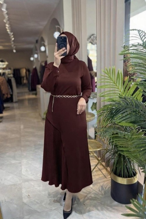 MİLANO ELBİSE 3616 Kahverengi