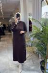 EFSUN MERSERİZE ELBİSE 088 Kahverengi