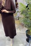 EFSUN MERSERİZE ELBİSE 088 Kahverengi