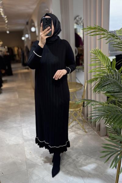 SILA MERSERİZE ELBİSE 145 Siyah