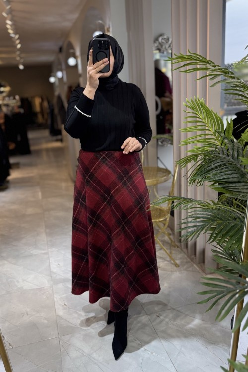 KAŞE EKOSE ETEK Bordo