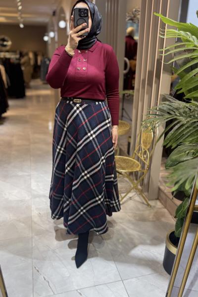 EKOSE BR DESENN KAŞE ETEK  Lacivert