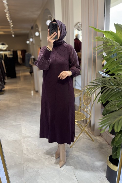 NARİN MERSERİZE ELBİSE(148) Mürdüm