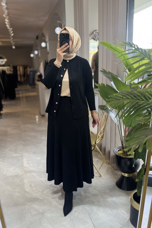 İNDİLA HIRKA ETEK TAKIM 3529 Siyah