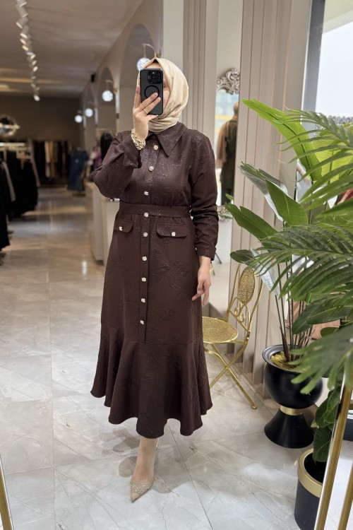 MARGARİTA ELBİSE Kahverengi