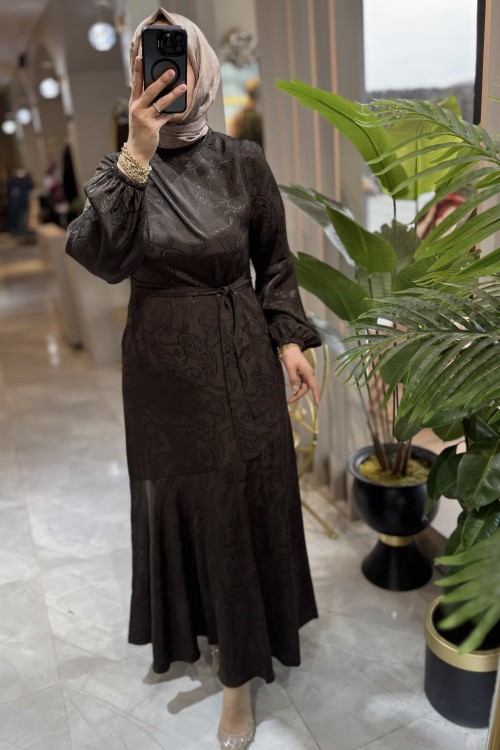 SARAH ELBİSE Kahverengi