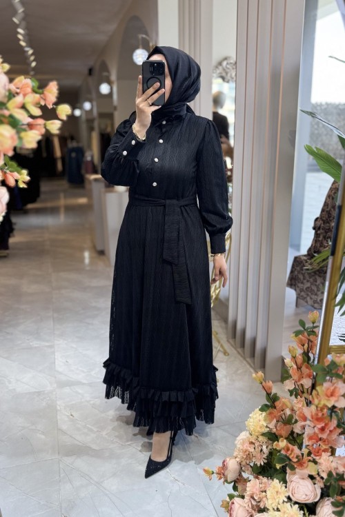 NPRİVE DİAMOND ELBİSE 13261 Siyah