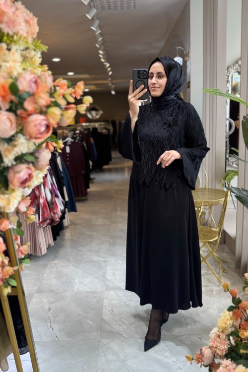 DİLRUBA ELBİSE ORHN 1814 Siyah