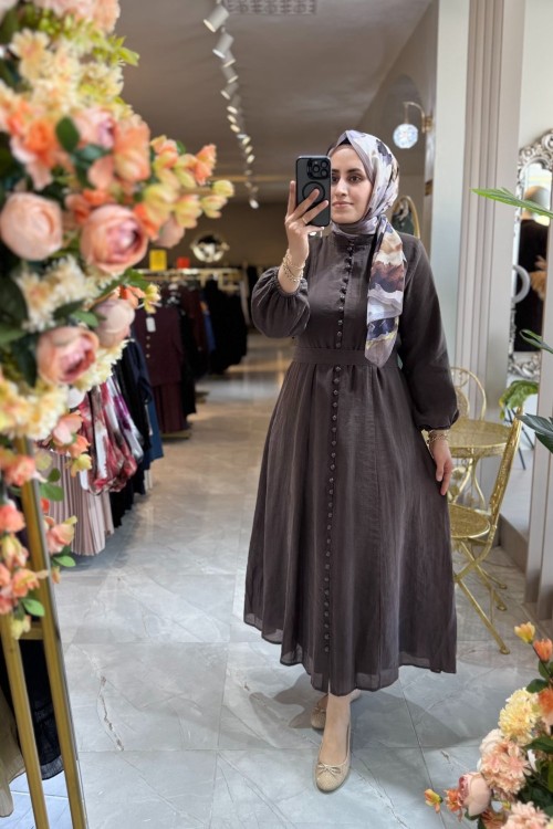 ANGELİNA ELBİSE Acı Kahve