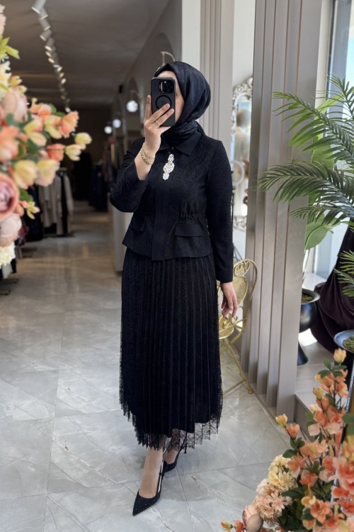 LİOR ETEKLİ TAKIM Siyah