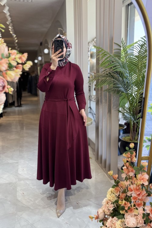 FLORİA ELBİSE Bordo
