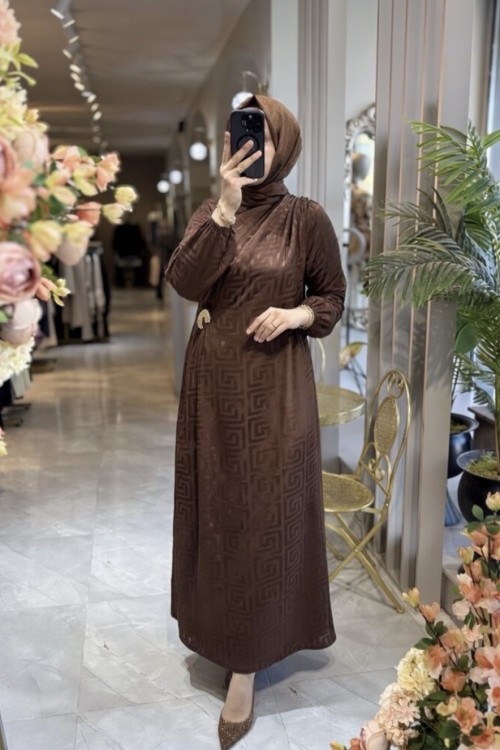 YASEMİN ELBİSE 3725 Kahverengi