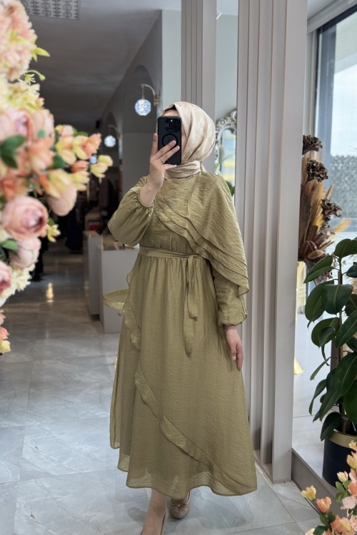 LENORA ELBİSE Yağ Yeşili