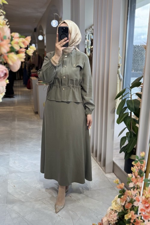 GÜLİZ ETEKLİ TAKIM 6001 Haki