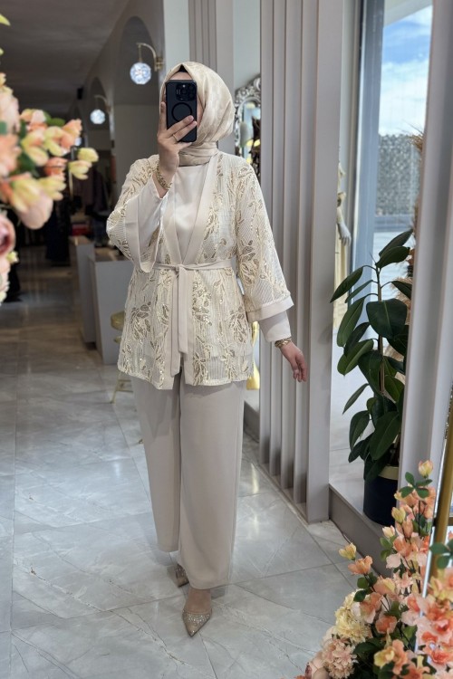 MOON 3 LÜ TAKIM Bej