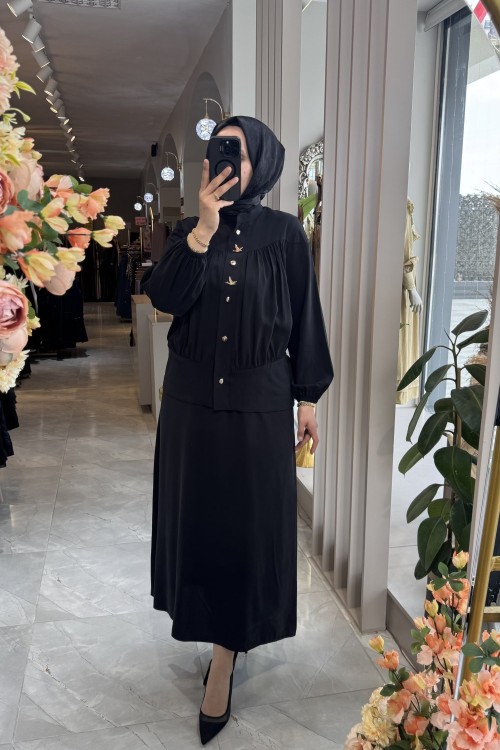 HELENA CEKET-ELBİSE TAKIM Siyah