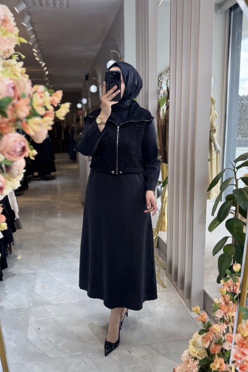 BEST ELBİSE YELEK TAKIM Siyah