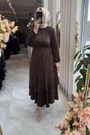 DEMET ELBİSE (3737) Kahverengi