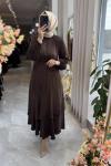 DEMET ELBİSE (3737) Kahverengi