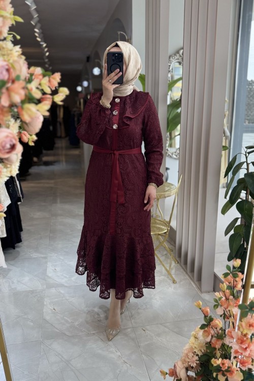 MİHRİMAH ELBİSE  Bordo