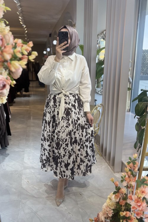 NPRİVE MİLVE ETEK Kahverengi