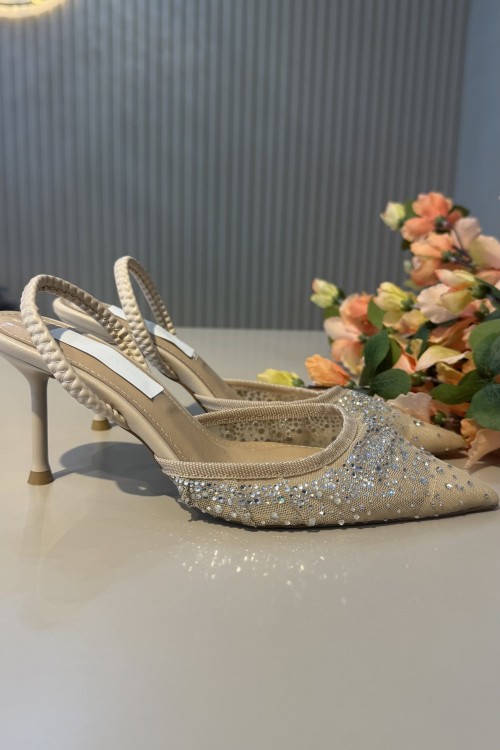 TAŞ DETAY STİLETTO AYAKKABI Bej