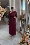 PERLA ELBİSE (3740) Bordo