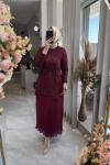 PERLA ELBİSE (3740) Bordo