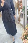 PERLA ELBİSE (3740) Siyah