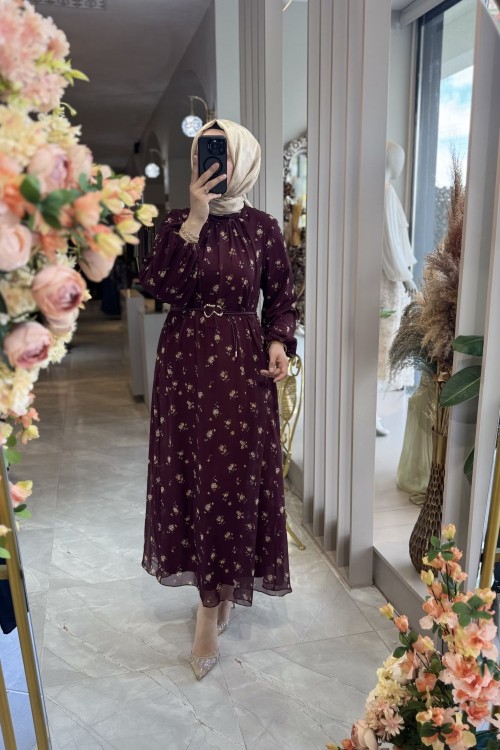 TUAL ELBİSE Bordo