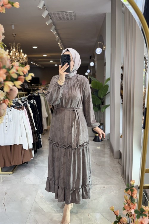 PETUNYA ELBİSE 3753 Vizon