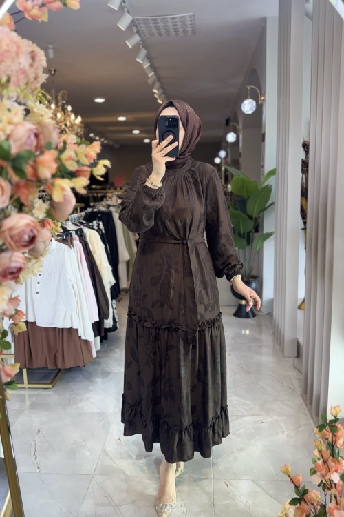 PETUNYA ELBİSE 3753 Kahverengi