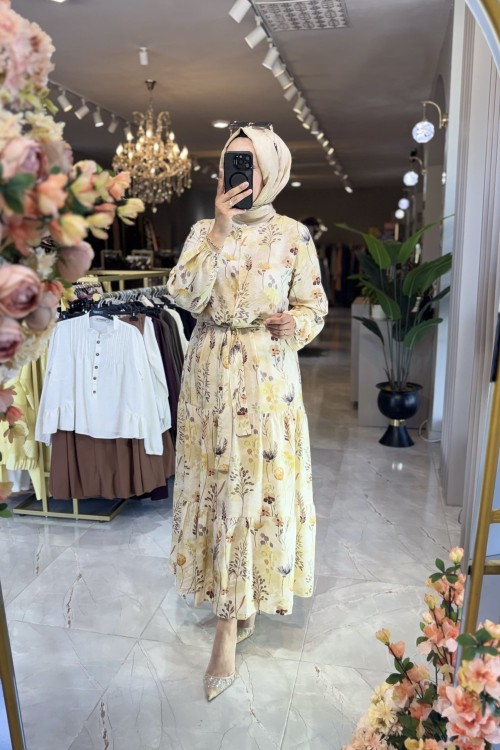 BUSE ELBİSE 3744 Bej
