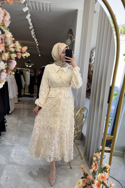 ELENİ ELBİSE Bej