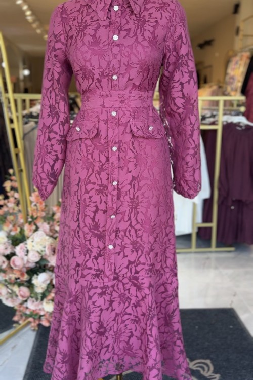 ELENİ ELBİSE Koyu Pembe
