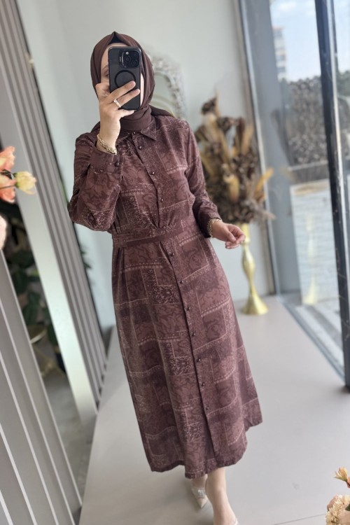 MELA ELBİSE Kahverengi