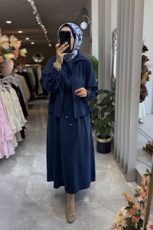 EFLİN ELBİSE GÖMLEK TAKIM 8693 Lacivert