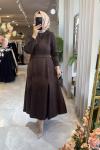 YÜSRA ELBİSE 3767 Kahverengi