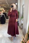 YÜSRA ELBİSE 3767 Bordo