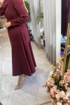YÜSRA ELBİSE 3767 Bordo