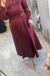 YÜSRA ELBİSE 3767 Bordo