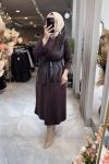 HİCRAN ELBİSE YELEK TAKIM 3763 Acı Kahve