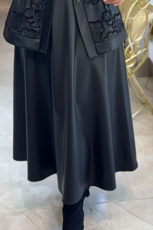 DORİKA DERİ ETEK 3001 Siyah