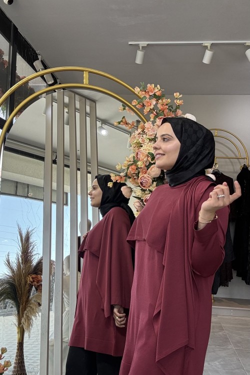 PELERİN MERSERİZSE TUNİK (404) Bordo