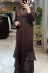DORA MERSERİSE ELBİSE 7821 Kahverengi