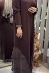 DORA MERSERİSE ELBİSE 7821 Kahverengi