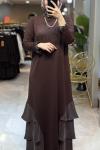 DORA MERSERİSE ELBİSE 7821 Kahverengi